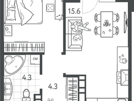 Продается 1-комнатная квартира ЖК Все Свои VIP, литера 4, 37.5 м², 10387500 рублей