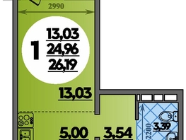 Продается Студия ЖК Молодежный 2, литера 14, 26.19 м², 4132782 рублей