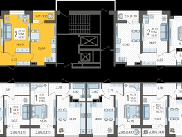 Продается 2-комнатная квартира ЖК Смородина, литера 18, 52.97  м², 6605359 рублей