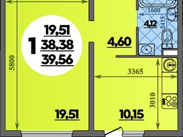 Продается 1-комнатная квартира ЖК Восточный, литера 2, 39.56  м², 6381399 рублей