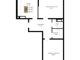 Продается 2-комнатная квартира ЖК Сердце, 69.1 м², 29367500 рублей