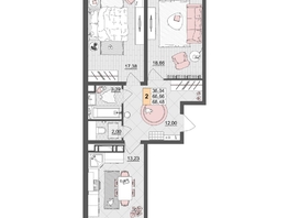 Продается 2-комнатная квартира ЖК Лучший, литер 5, 68 м², 8840000 рублей