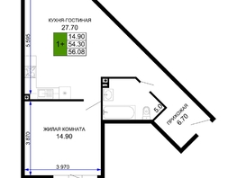 Продается 1-комнатная квартира ЖК Сегодня, литер 2, 57.45 м², 6204600 рублей