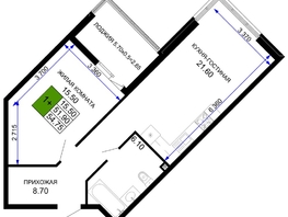 Продается 1-комнатная квартира ЖК Сегодня, литер 2, 55.9 м², 6037200 рублей