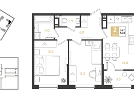Продается 2-комнатная квартира ЖК REEDS (Ридз), литер 6, 56  м², 8512000 рублей