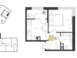 Продается 1-комнатная квартира ЖК REEDS (Ридз), литер 6, 32.8  м², 6287760 рублей