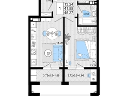 Продается 1-комнатная квартира ЖК Резиденция морей, корпус В, 45.27 м², 10774260 рублей