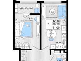 Продается 1-комнатная квартира ЖК Резиденция морей, корпус В, 41 м², 10106500 рублей