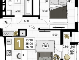 Продается 1-комнатная квартира ЖК На Высоком берегу, 36.3  м², 10164000 рублей