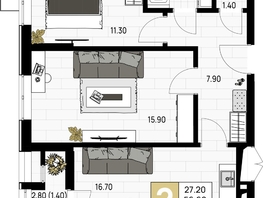 Продается 2-комнатная квартира ЖК На Высоком берегу, 58 м², 15080000 рублей