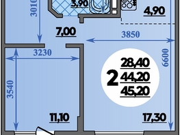 Продается 2-комнатная квартира ЖК Парк у дома, литера 7.1, 45.2  м², 8339400 рублей