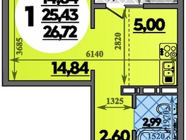Продается Студия ЖК Молодежный 2, литера 12, 26.72  м², 4491632 рублей