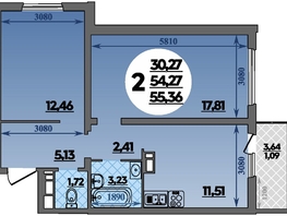Продается 2-комнатная квартира ЖК Романовский, литера 1, 55.36 м², 5591360 рублей