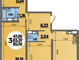 Продается 3-комнатная квартира ЖК Город у моря, литера 21, 85.96  м&sup2;, 11046000 рублей