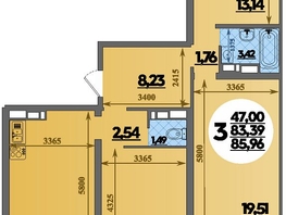 Продается 3-комнатная квартира ЖК Город у моря, литера 22, 85.96  м&sup2;, 11141132 рублей