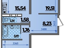 Продается 2-комнатная квартира ЖК Город у моря, литера 23, 66.72 м², 9628000 рублей