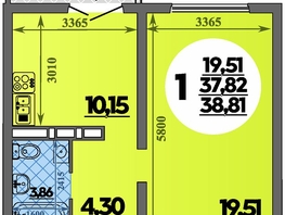Продается 1-комнатная квартира ЖК Город у моря, литера 23, 38.81  м², 7554999 рублей