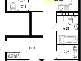 Продается 3-комнатная квартира ЖК Усадьба Гостагаевская, корпус 4, 86.4 м², 17280000 рублей