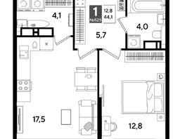 Продается 1-комнатная квартира ЖК DOGMA PARK (Догма парк), литера 13, 44.1 м², 7739550 рублей