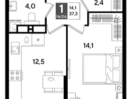 Продается 1-комнатная квартира ЖК DOGMA PARK (Догма парк), литера 19, 36.6 м², 6774660 рублей