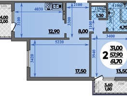 Продается 2-комнатная квартира ЖК Парк у дома, литера 7.1, 61.7  м², 10544530 рублей