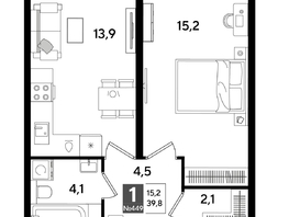 Продается 1-комнатная квартира ЖК DOGMA PARK (Догма парк), литера 13, 39.8  м², 7418720 рублей