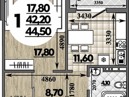 Продается 1-комнатная квартира ЖК Горгиппия, литера 2, 44.5  м², 10108400 рублей