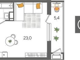 Продается Студия ЖК Рекорд 2, литера 1, 32.1  м², 7649430 рублей