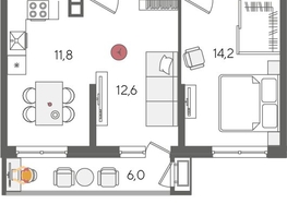 Продается 2-комнатная квартира ЖК Рекорд 2, литера 1, 58.9  м², 11668090 рублей