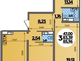 Продается 3-комнатная квартира ЖК Город у моря, литера 23, 85.96  м², 9954999 рублей