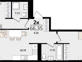 Продается 2-комнатная квартира ЖК Патрики, литер 5.1, 66.35  м&sup2;, 19035815 рублей