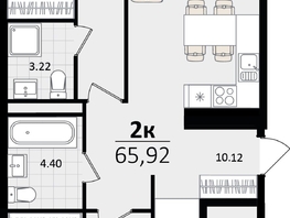 Продается 2-комнатная квартира ЖК Патрики, литер 4.1, 65.92  м&sup2;, 17897280 рублей