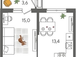 Продается 1-комнатная квартира ЖК Рекорд 2, литера 2, 41.8  м², 8748740 рублей