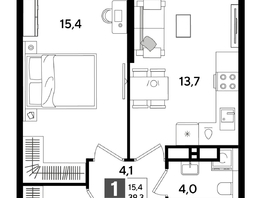 Продается 1-комнатная квартира ЖК DOGMA PARK (Догма парк), литера 19, 38.7  м², 7078231 рублей