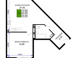 Продается 1-комнатная квартира ЖК Сегодня, литер 2, 56.8  м², 6134400 рублей