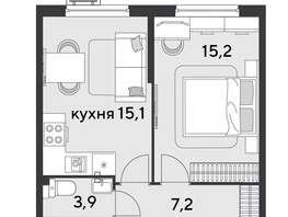 Продается 1-комнатная квартира ЖК Парк Победы 2, литера 30, 41.4 м², 6926220 рублей