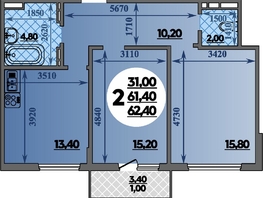 Продается 2-комнатная квартира ЖК Парк у дома, литера 7.1, 62.4 м², 10077600 рублей