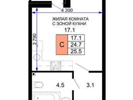 Продается Студия ЖК Дыхание, литер 28, 25.85 м², 4080000 рублей
