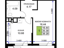 Продается 1-комнатная квартира ЖК Сегодня, литер 5, 38.9 м², 4901400 рублей