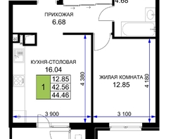 Продается 1-комнатная квартира ЖК Сегодня, литер 5, 45.4  м², 5720400 рублей
