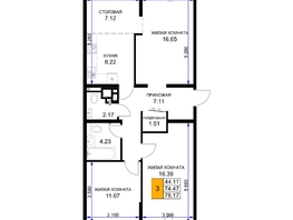 Продается 3-комнатная квартира ЖК Сегодня, литер 5, 81.75 м², 8175000 рублей