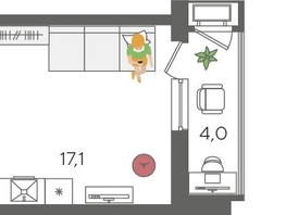 Продается Студия ЖК Рекорд 2, литера 3, 27.6  м², 7035240 рублей