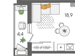 Продается Студия ЖК Рекорд 2, литера 4, 30.8  м², 7395080 рублей