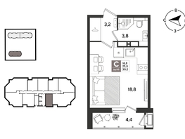 Продается Студия ЖК Рекорд 2, литера 4, 30.2  м&sup2;, 8332180 рублей