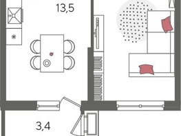 Продается 1-комнатная квартира ЖК Рекорд 2, литера 5, 42.2  м², 9153180 рублей