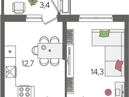 Продается 1-комнатная квартира ЖК Рекорд 2, литера 5, 41.6  м², 8607040 рублей
