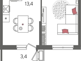 Продается 1-комнатная квартира ЖК Рекорд 2, литера 5, 41.6  м², 9293440 рублей