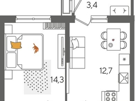 Продается 1-комнатная квартира ЖК Рекорд 2, литера 5, 41.6  м², 8561280 рублей