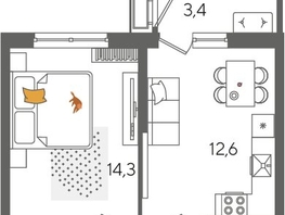 Продается 1-комнатная квартира ЖК Рекорд 2, литера 5, 41.4  м², 8669160 рублей