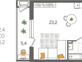 Продается Студия ЖК Рекорд 2, литера 5, 32.4  м², 7277040 рублей